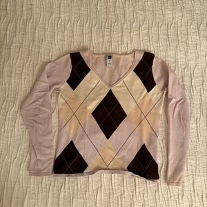 Argyle V-Neck Sweater